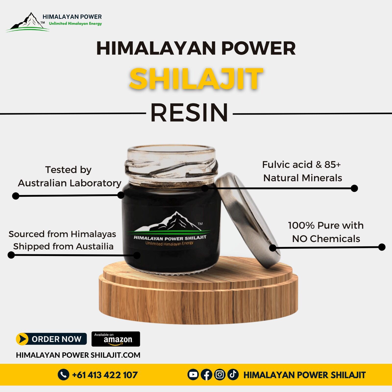 HEMANI Pure Shilajit Himalayan Mountain Resin 50g (1.76 OZ) Natural  Supplement for Stamina & Energy 